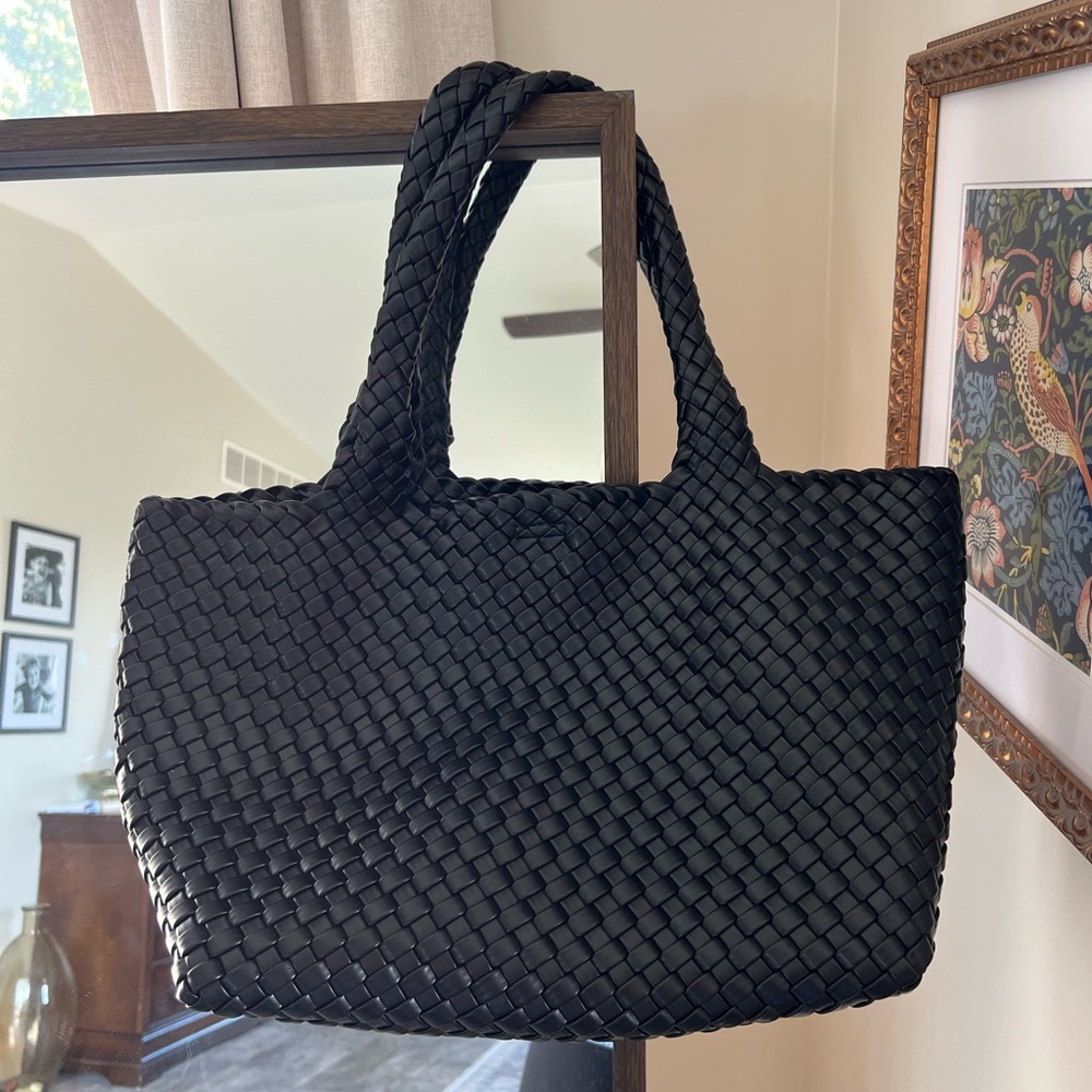 Black woven tote